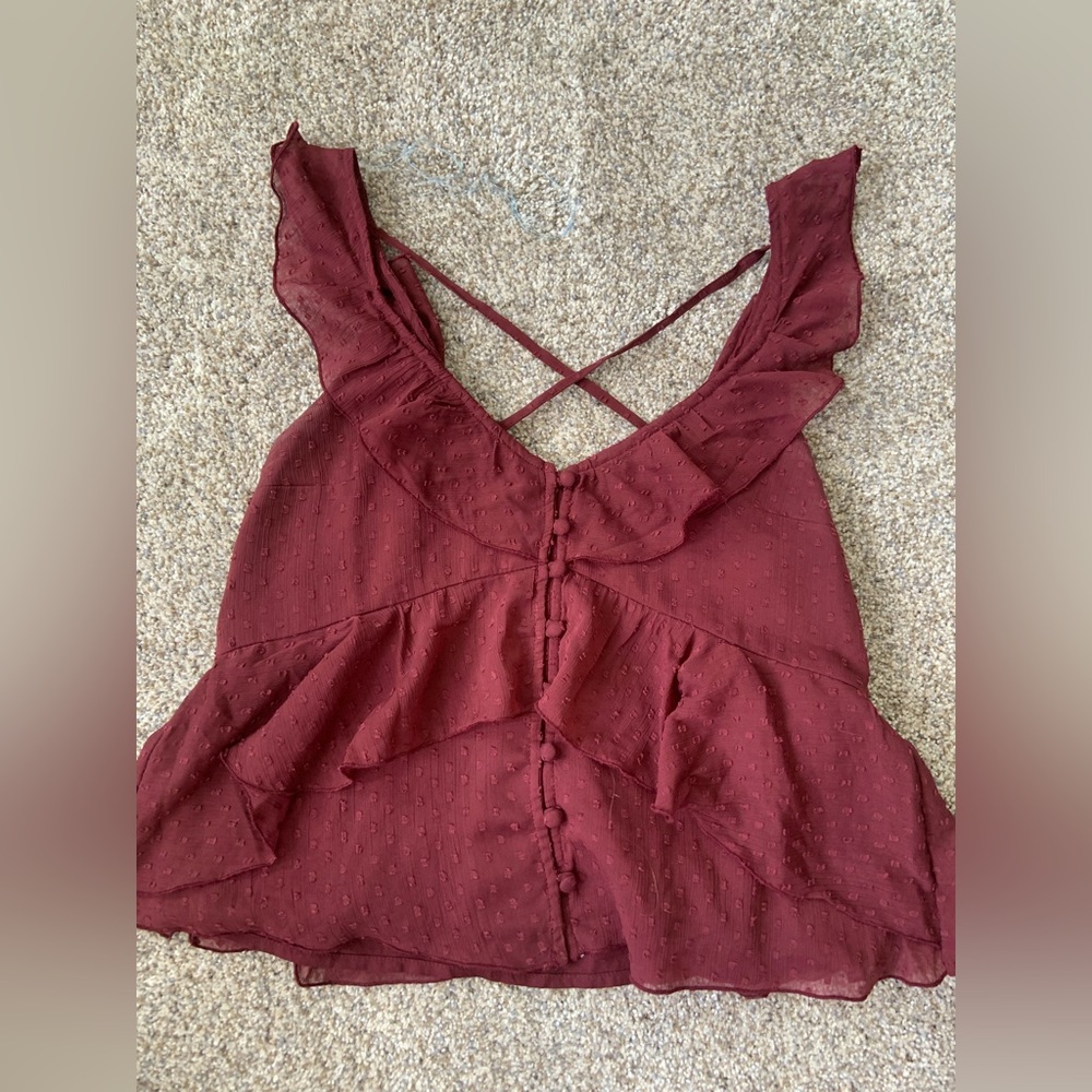 Abercrombie cross back ruffle tank top